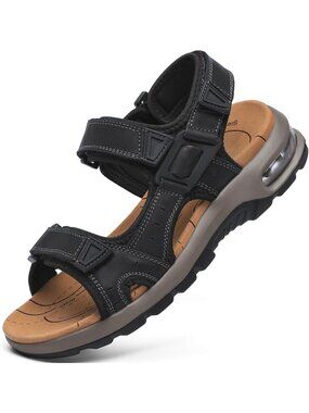 Men's Black Athletic Sandals Adjustable Strap Non Slip Casual Walking Shoes